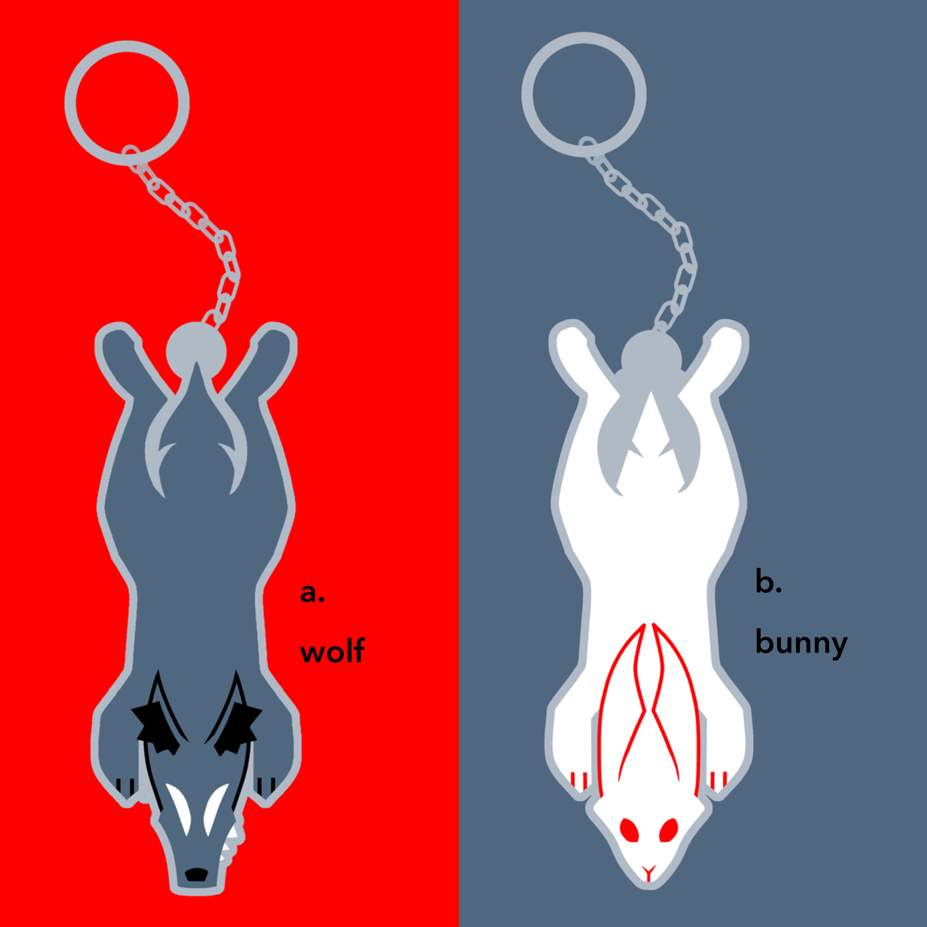 TAPESTRIES SERIES: Wolf and Bunny Keychain