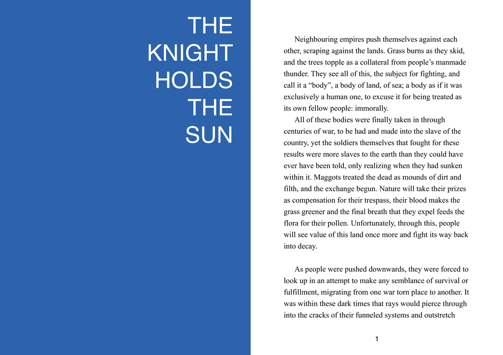 THE KNIGHT HOLDS THE SUN - Digital Short Story/Zine